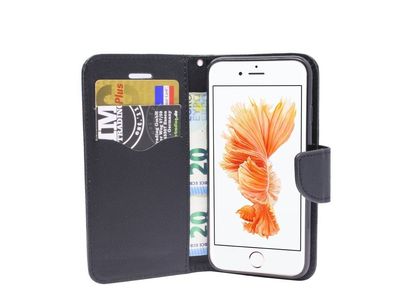 Apple iPhone 7 Plus Tasche Schwarz Handyhülle Schutzhülle Flip Case Cover Etui Hülle