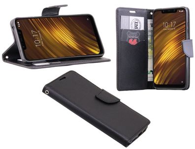 Xiaomi Pocophone F1 Tasche Schwarz Handyhülle Schutzhülle Flip Case Cover Etui Hülle