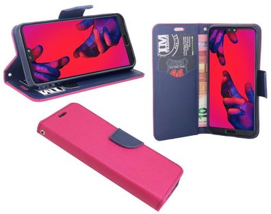 Huawei P20 Pro Tasche Pink-Blau Handyhülle Schutzhülle Flip Case Cover Etui Hülle