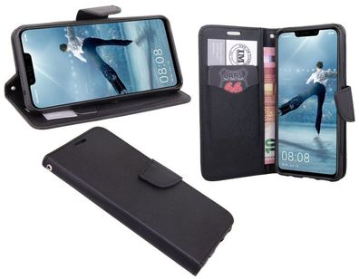 Huawei P smart+ Tasche Schwarz Handyhülle Schutzhülle Flip Case Cover Etui Hülle