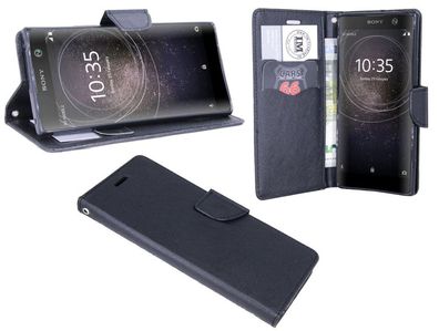Sony Xperia XA2 Plus Tasche Schwarz Handyhülle Schutzhülle Flip Case Cover Etui Hülle