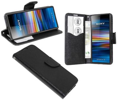 Sony Xperia 10 Tasche Schwarz Handyhülle Schutzhülle Flip Case Cover Etui Hülle