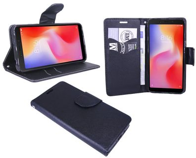 Xiaomi Redmi 6A Tasche Schwarz Handyhülle Schutzhülle Flip Case Cover Etui Hülle