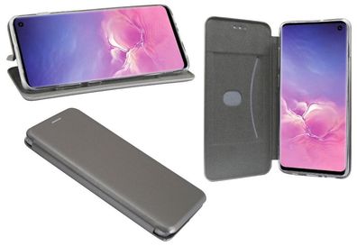 Samsung Galaxy S10 Tasche Grau Handyhülle Schutzhülle Flip Case Cover Etui Hülle