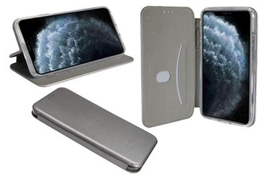 Apple iPhone 11 Pro Max Tasche Grau Handyhülle Schutzhülle Flip Case Cover Etui Hülle