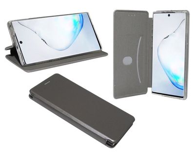 Samsung Galaxy Note 10 Tasche Grau Handyhülle Schutzhülle Flip Case Cover Etui Hülle
