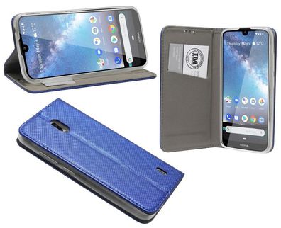 Nokia 2.2 Tasche Blau Handyhülle Schutzhülle Flip Case Cover Etui Hülle