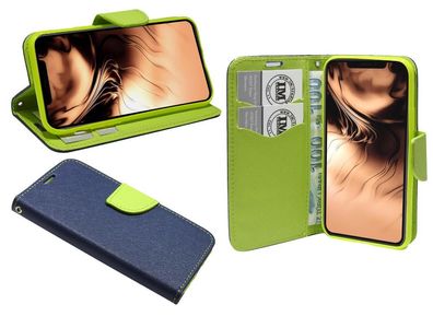 Apple iPhone 11 Pro Max Tasche Blau-Grün Handyhülle Schutzhülle Flip Case Cover Hülle