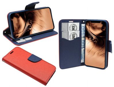 Apple iPhone 11 Pro Max Tasche Rot-Blau Handyhülle Schutzhülle Flip Case Cover Hülle