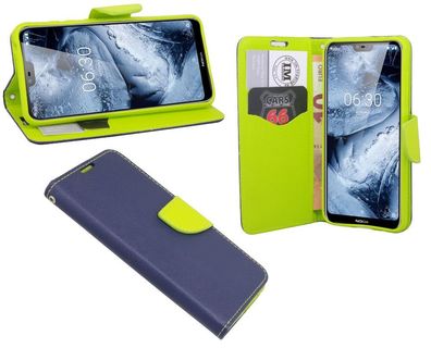 Nokia 5.1 Plus 2018 Tasche Blau Handyhülle Schutzhülle Flip Case Cover Etui Hülle