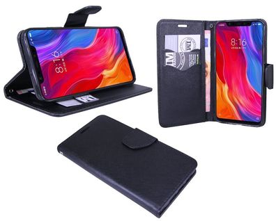 Xiaomi Mi 8 Tasche Schwarz Handyhülle Schutzhülle Flip Case Cover Etui Hülle