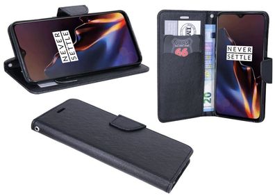 OnePlus 6T Tasche Schwarz Handyhülle Schutzhülle Flip Case Cover Etui Hülle