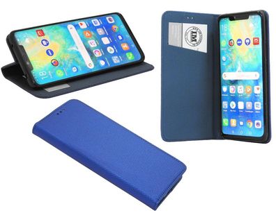Huawei Mate 20 Pro Tasche Blau Handyhülle Schutzhülle Flip Case Cover Etui Hülle