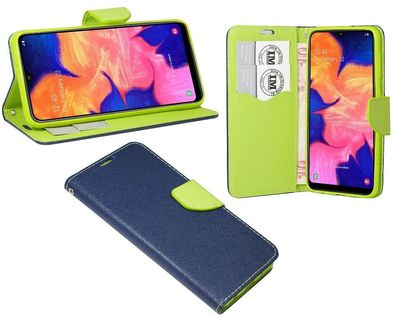 Samsung Galaxy A10 Tasche Blau-Grün Handyhülle Schutzhülle Flip Case Cover Etui Hülle