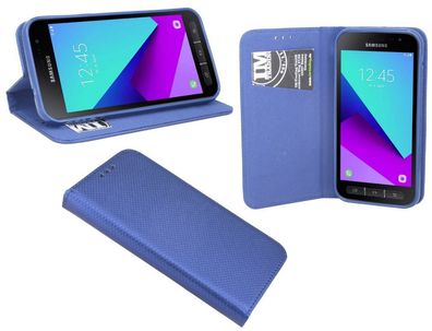 Samsung Galaxy X Cover 4 Tasche Blau Handyhülle Schutzhülle Flip Case Cover Hülle