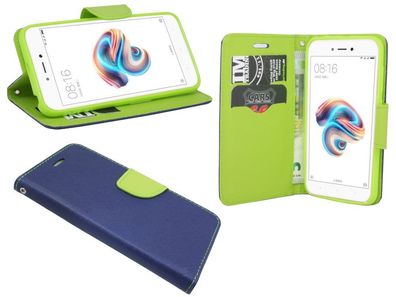 Xiaomi Redmi 5A Tasche Blau Handyhülle Schutzhülle Flip Case Cover Etui Hülle