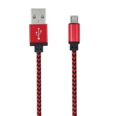 1m Micro USB Ladekabel Nylon Geflochten Datenkabel für Handy, Android Rot