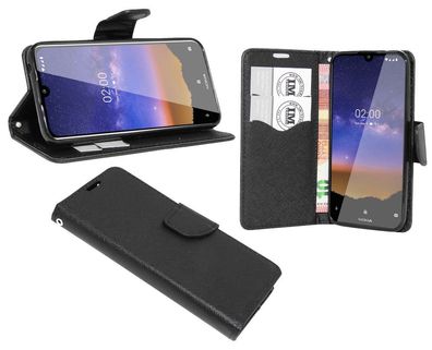 Nokia 2.2 Tasche Schwarz Handyhülle Schutzhülle Flip Case Cover Etui Hülle