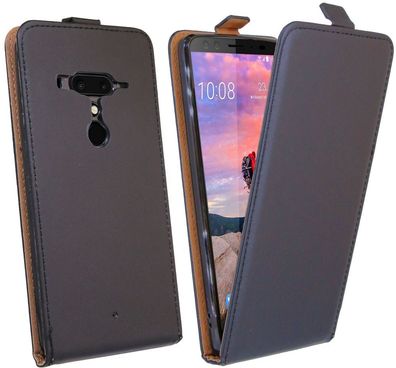 HTC U12+ Tasche Schwarz Handyhülle Schutzhülle Flip Case Cover Etui Hülle