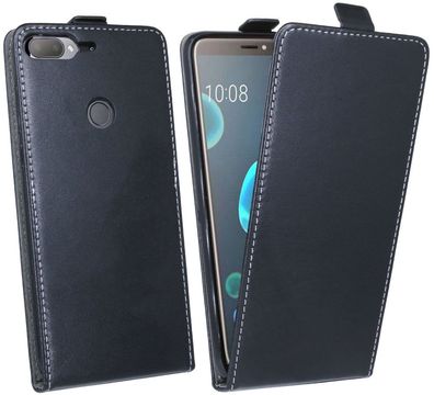 HTC Desire 12+ Tasche Schwarz Handyhülle Schutzhülle Flip Case Cover Etui Hülle