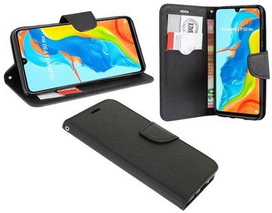 Huawei P30 Lite Tasche Schwarz Handyhülle Schutzhülle Flip Case Cover Etui Hülle