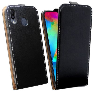 Samsung Galaxy M20 Tasche Schwarz Handyhülle Schutzhülle Flip Case Cover Etui Hülle