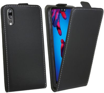 Huawei P20 Tasche Schwarz Handyhülle Schutzhülle Flip Case Cover Etui Hülle