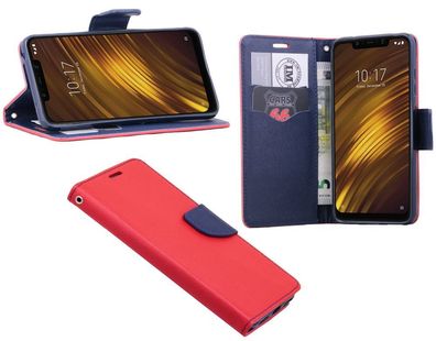 Xiaomi Pocophone F1 Tasche Rot Handyhülle Schutzhülle Flip Case Cover Etui Hülle