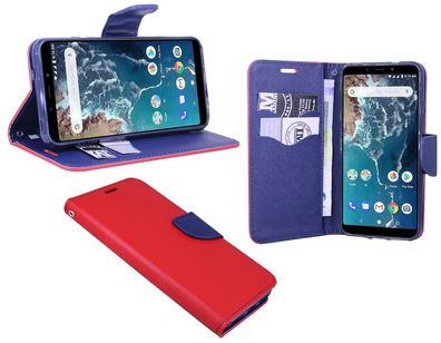 Xiaomi Mi A2 Tasche Rot Handyhülle Schutzhülle Flip Case Cover Etui Hülle