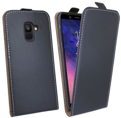 Samsung Galaxy A6 Tasche Schwarz Handyhülle Schutzhülle Flip Case Cover Etui Hülle