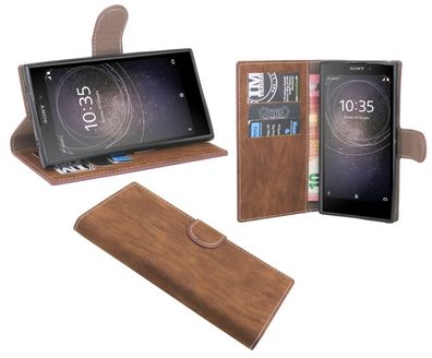 Sony Xperia L2 Tasche Braun Handyhülle Schutzhülle Flip Case Cover Etui Hülle