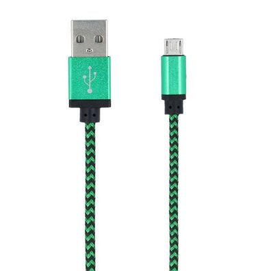 1m Micro USB Ladekabel Nylon Geflochten Datenkabel für Handy, Android Grün