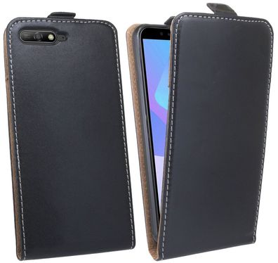 Huawei Y6 2018 Tasche Schwarz Handyhülle Schutzhülle Flip Case Cover Etui Hülle