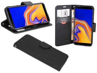 Samsung Galaxy J6+ Tasche Schwarz Handyhülle Schutzhülle Flip Case Cover Etui Hülle