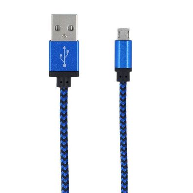 1m Micro USB Ladekabel Nylon Geflochten Datenkabel für Handy, Android Blau