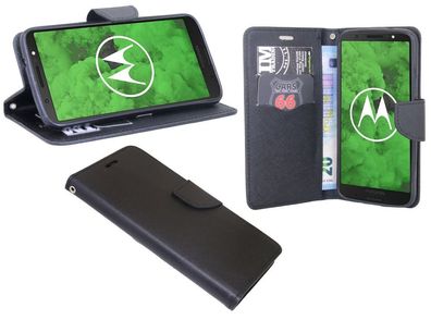Motorola Moto G6 Tasche Schwarz Handyhülle Schutzhülle Flip Case Cover Etui Hülle