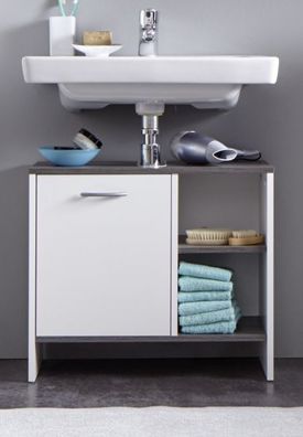 Waschbeckenunterschrank Bad Unterschrank 60 cm weiß grau California