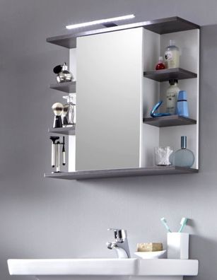 Badezimmer Spiegelschrank weiß / Sardegna grau California Bad Spiegel mit Regal 60 cm