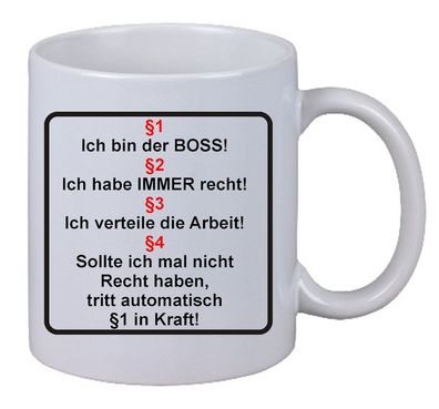Kaffee Tasse Becher ich bin der Boss Regeln Geschenk Büro Werkstatt