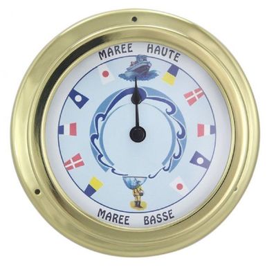 Tidenuhr, Schiffsuhr, Tide Uhr mit Design Zifferblatt im Messing Gehäuse Ø 14,5 cm