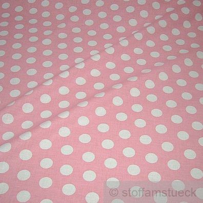 Stoff Baumwolle Punkte groß rosa weiß Tupfen Dots Baumwollstoff