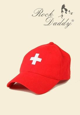 Rote Unisex Cap mit Eingesticktem Schweizer Kreuz