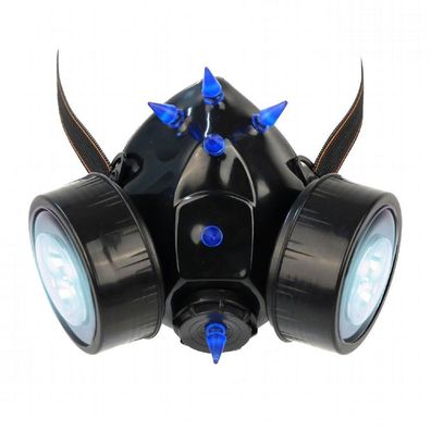 Gasmaske mit UV Spikes und LED Licht Exclusive Batterien