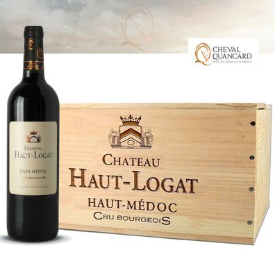 Wein Bordeaux Château Haut Logat 2014 Holzkiste 6 Flaschen 750 ml (€26,44/ L.)