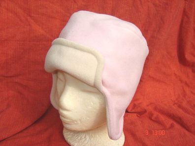 Fleecemütze rose naturweiß weicher Microfleece Winterhut Style Haube Ohren B8 N