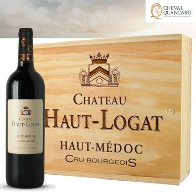 Wein Bordeaux Château Haut Logat 2014 (€28,84/ L.) 3 Flaschen 750ml Holzkiste TOP