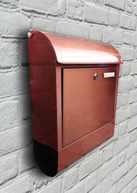 Edelstahlbriefkasten mit Zeitungsfach unten 1761-01 Kupferfarben Briefbox Postkasten