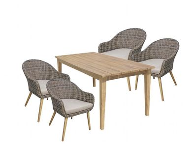 9tlg Garten Tischgruppe Esstisch Stuhl Stühle Akazie Rattan Optik Terrasse Möbel