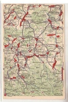60275 WONA Landkarten Ak Zwönitz, Grünhain, Schwarzenberg usw. um 1930