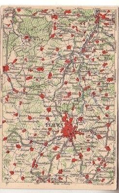 60279 WONA Landkarten Ak Plauen, Greiz, Elsterberg, Pausa usw. um 1930